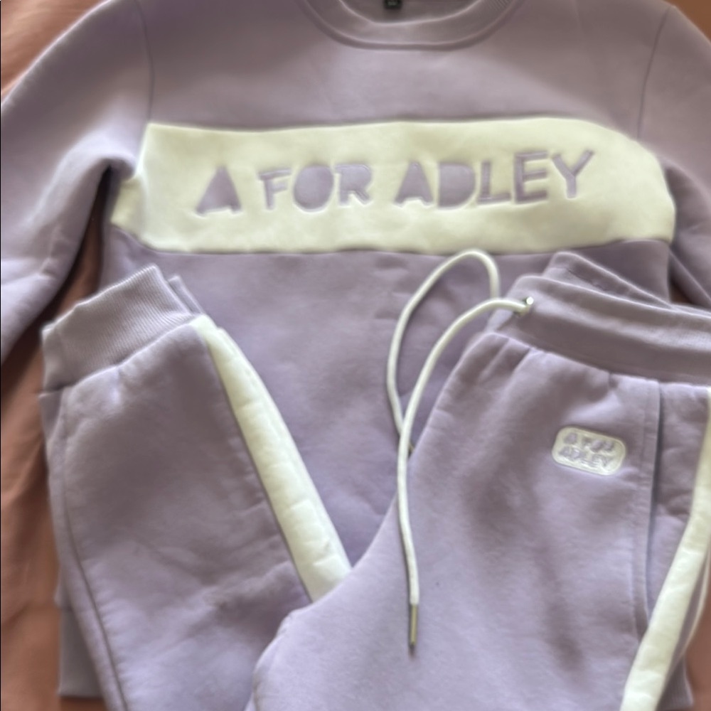 A For Adley sweatshirt and sweat pants size medium 8y. New excellent condition.